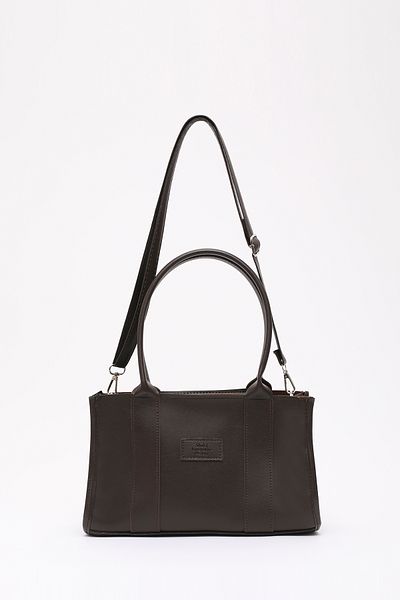 SHAKA Brown Color Shk83 Faux Leather Single Compartment Zippered Double Strap Hand, Arm and Shoulder Bag