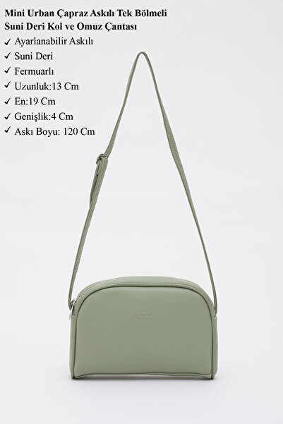 SHAKA Mint Green Shk25 Mini Urban Cross Strap Single Compartment Artificial Leather Arm and Shoulder Bag L:19 E:13 W:4 Cm