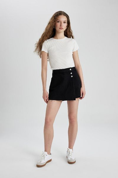 DeFacto High Waist Jean Shorts Skirt C0696ax24sm