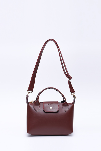 SHAKA Burgundy Shk135 Faux Leather, Single Compartment, Double Strap Hand, Arm and Cross Shoulder Bag
