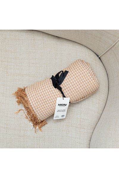 Alhabib bedding Lightweight Bamboo Shawl Blanket, Beige, 120 x 152 cm