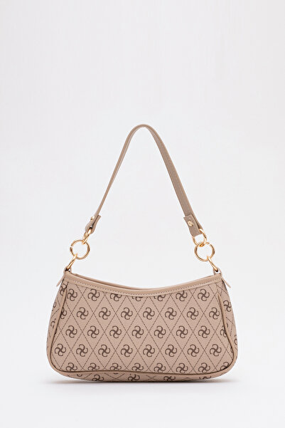 SHAKA Monogram Baskılı Vizon Shk113 Suni Deri Astarlı Fermuarlı Ayarlanabilir...