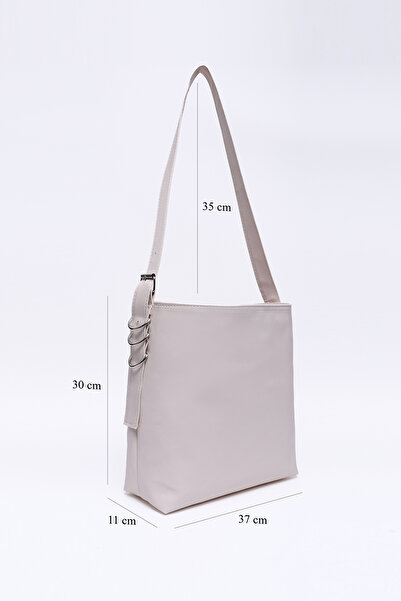 SHAKA Cream Shk175 Shabby Faux Leather, Snap Fastener, Lined, Inner Pocket, Adjustable Strap Handle and Shoulder Bag