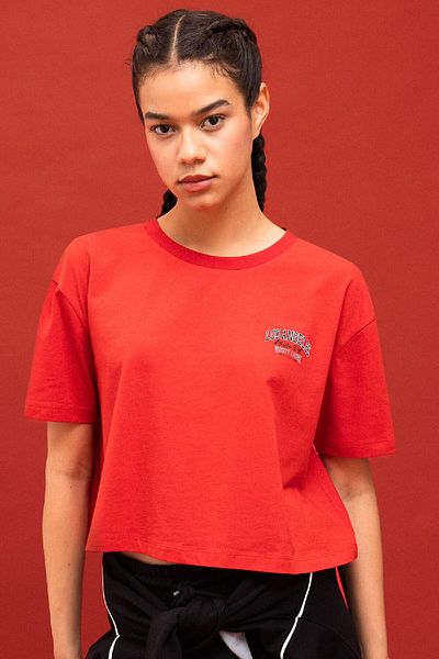 DeFacto DeFactoFit Crop Crew Neck nyomtatott sport póló rövid ujjú B8981AX24SM