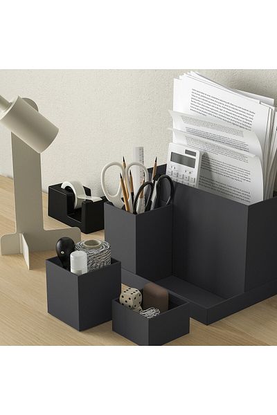 IKEA TJENA Desk organiser, black, 18 x 17 cm