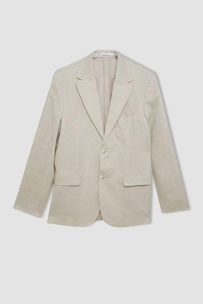 DeFacto Regular Fit Half Lining Buttoned Linen Blazer Jacket Z8075Az24Sm