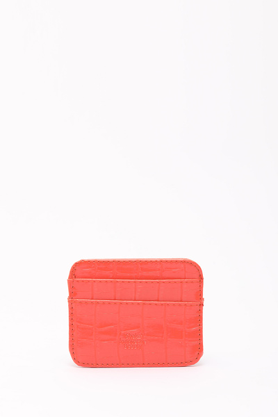 SHAKA Turuncu Shk181 Kroko Suni Deri, 4 Kartlık ve Para Bölmeli, Unisex Kartlık