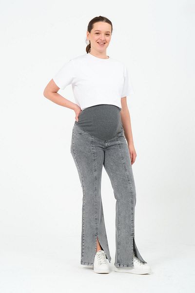 BUSA Maternity Stretchy Tummy Banded Waist Adjustable Flared Leg Jeans Trousers Anthracite
