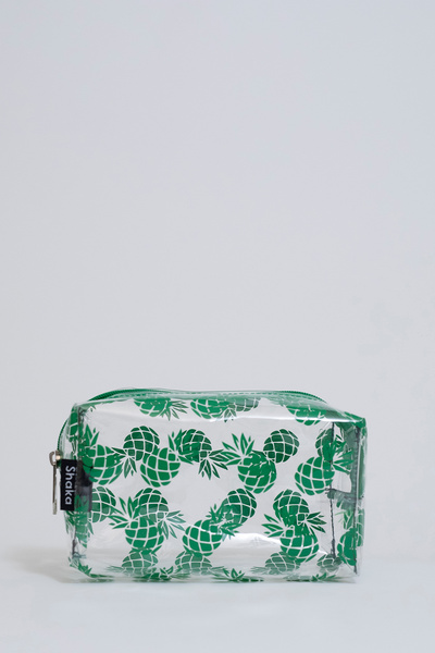SHAKA Green Shk119 Patterned Pvc Transparent Multi-Purpose Travel and Makeup Bag