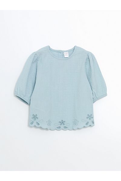 LC Waikiki Cămașă pentru fetiță cu broderie cu gât crew