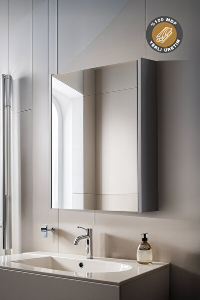 shop Aynalı Banyo Dolabı – Raflı Lavabo Üstü, Modern Tasarım 55x60