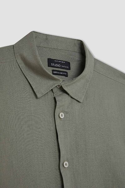 DeFacto Πουκάμισο λινό Polo Neck Regular Fit - Μακρυμάνικο C1825ax24sm