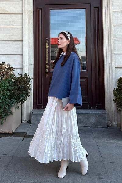 Ceylan Otantik Fusta cu balon încrețită ecru