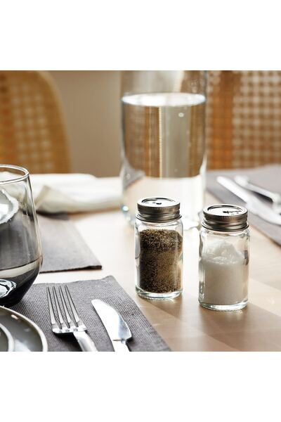 IKEA IKEA CITRONHAJ Salt and pepper shakers, clear glass/stainless steel, 8 cm