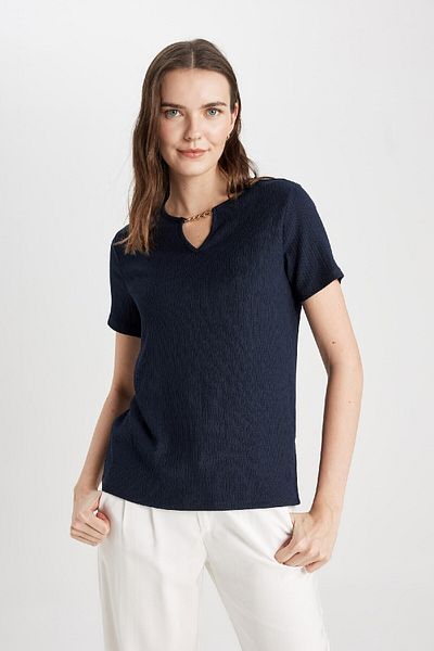 DeFacto Tričko Crew Neck Wrap Regular Fit - C1872ax24sp