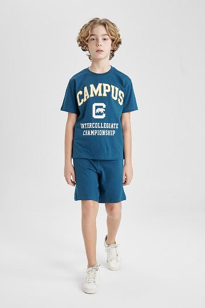 DeFacto Boys' Set of 2 Printed Short Sleeve T-Shirt Shorts B9989A824Sm