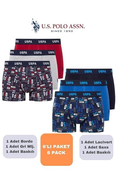 U.S. Polo Assn. Male, Licensed, Uspa, 6 Boxer Set (Boxed)