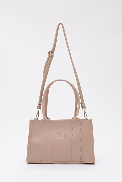 SHAKA Mink Shk83 - Faux Leather Single Compartment Zippered Double Strap L:17 E:27 W:10 Hand, Arm and Shoulder Bag