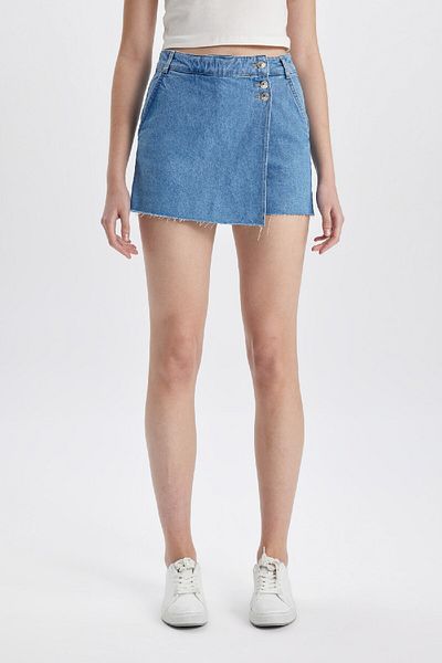DeFacto Fusta pantaloni scurți din denim cu talie înaltă C0698axnm28mc