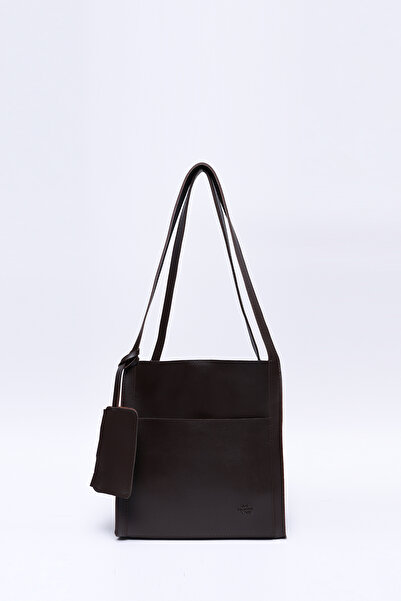 SHAKA Kahve Rengi Shk123 Suni Deri, Çıtçıtlı, İki Bölmeli, Cüzdanlı, Makyaj Ç...