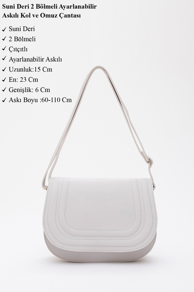 SHAKA Gray Shk93 Faux Leather 2-Compartment Adjustable Strap Arm and Shoulder Bag