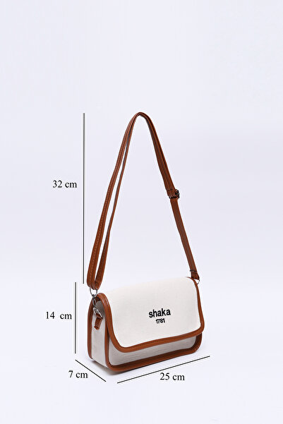 SHAKA Taba Shk143 - Canvas Fabric Single Compartment Handle and Shoulder Bag with Snap Fastener Faux Leather Strap