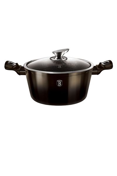 Berlinger Marble-surface casserole 28 cm Shiny Black Collection 2 lids