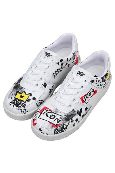 Dogo Pantofi albi din piele vegană de damă - Icon Design