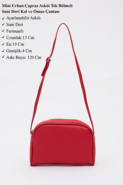 SHAKA Red Shk25 Mini Urban Cross Strap Single Compartment Faux Leather Handle and Shoulder Bag