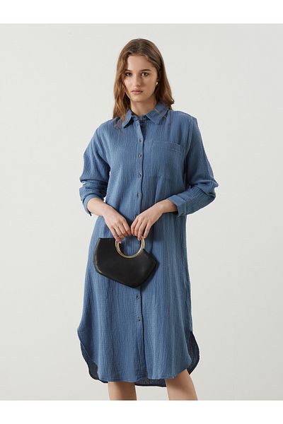 LC Waikiki Strukturiertes Hemdkleid für Damen