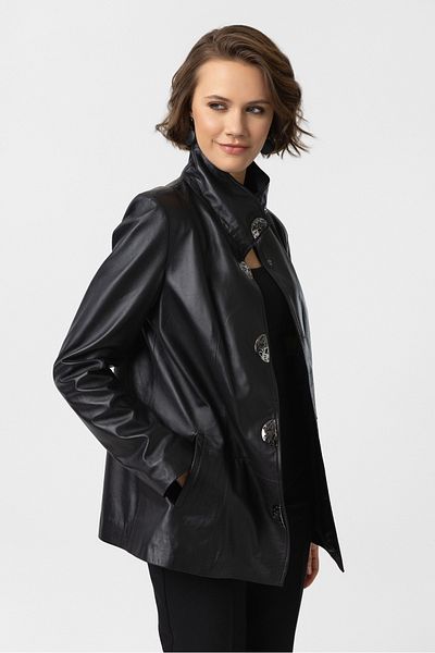 Deriderim Women's Genuine Leather Jacket with Black Rowena Lining
