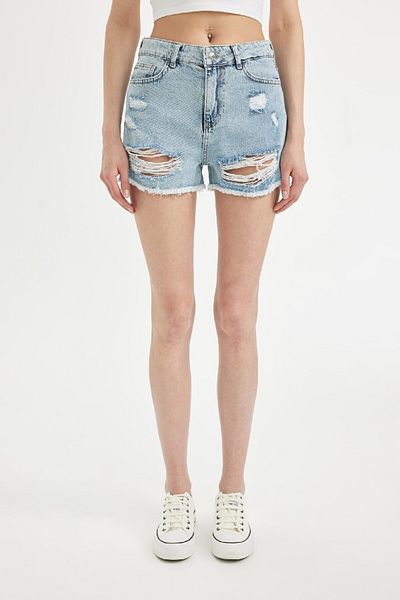 DeFacto Pantaloni de jeans cu detaliu rupt cu talie înaltă - C0645ax24sm
