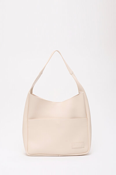 SHAKA Cream Shk180 Faux Leather, Snap Fastener, Two Compartment Hand, Arm and Shoulder Bag