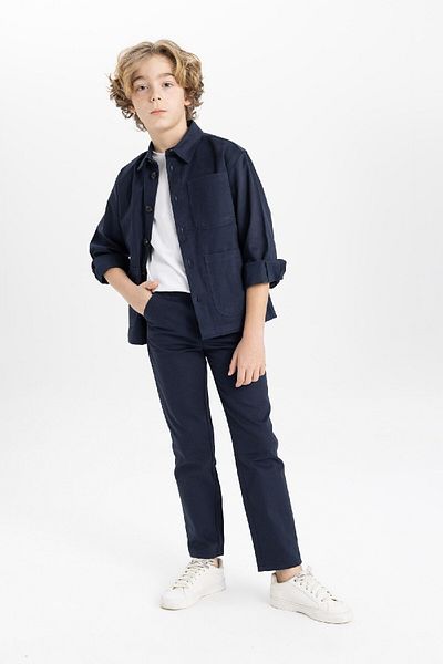 DeFacto Chlapecká oversize široká polokošile s dlouhým rukávem B6705a824sm