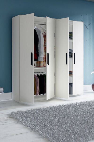 Metalia 4 Kapılı Beyaz Gardrop Dolap Gm 050