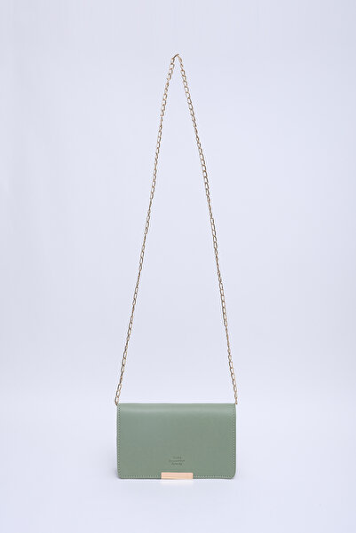 SHAKA Mint Yeşil SHK186 Suni Deri Tek Bölmeli Çıtçıtlı Zincir Askılı El , Kol...