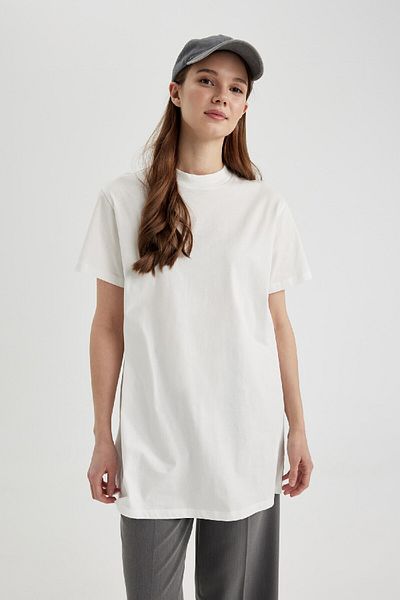 DeFacto Туніка з коротким рукавом A8351ax24sp з бавовняного трикотажу Regular Fit 100 Cotton з коротким рукавом