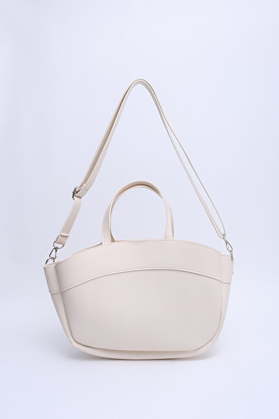 SHAKA Cream Shk199 Faux Leather Single Compartment, Makeup Bag, Double Strap Hand. Arm and Shoulder Bag