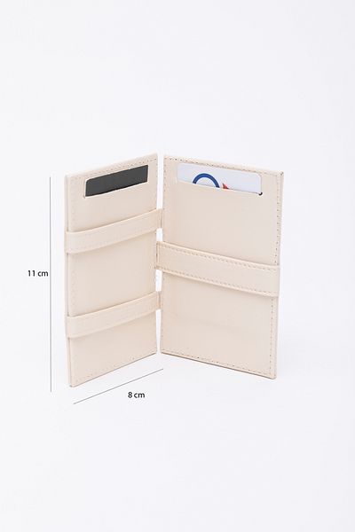 SHAKA Cream Shk105 Faux Leather Magic Wallet with Paper Money and 8 Card Compartments 10x7 cm