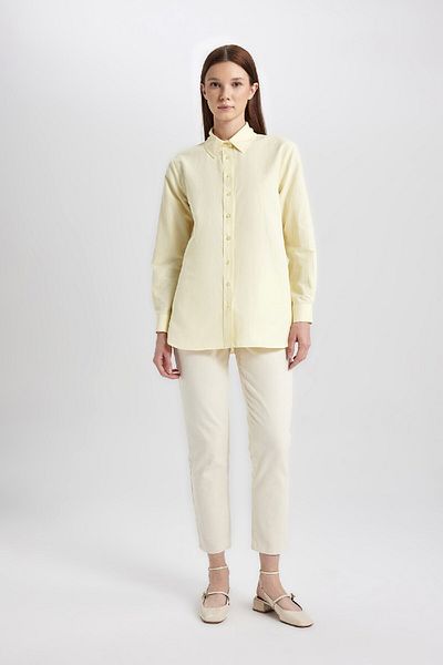 DeFacto Relax Fit Poplin Long Sleeve Shirt Tunic B8314ax24sp