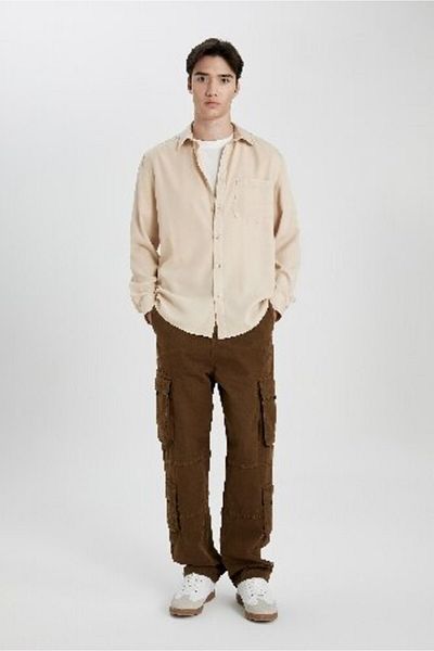 DeFacto Baggy Fit Cargo Pocket Wide Fit Κανονικό παντελόνι με φαρδύ πόδι B5906ax24sp