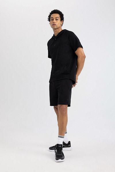 DeFacto Fit Fitstandart Fit κουκούλα με κοντομάνικο αθλητικό μπλουζάκι τσέπης C1425ax24sm