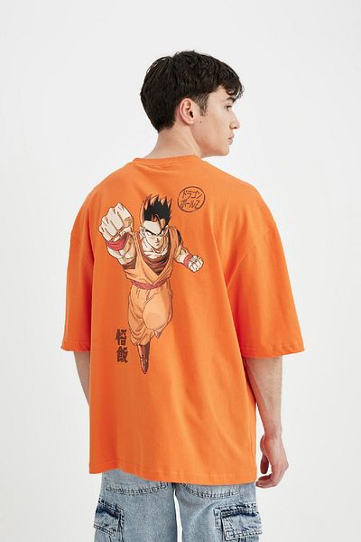 DeFacto Μπλουζάκι Dragon Ball Loose Fit Crew με κοντό μανίκι B8108ax24sm