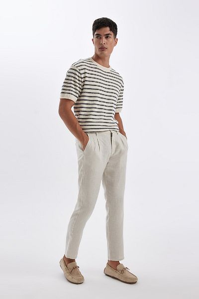 DeFacto Λινό παντελόνι Crop Double Leg C1826AX24SM