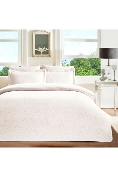 Taç Lenjerie pat jacquard satin de lux 6 piese, Taç, Leo Ecru