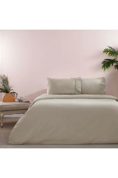 Taç 100% cotton satin bed linen, TaçMako-Satin, Basic mink (Beige)