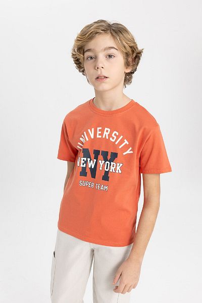 DeFacto Boy's Crew Neck Printed Short Sleeve T-Shirt C0650a824sm