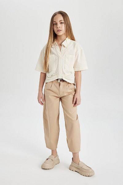 DeFacto Dívčí bavlněná košile s krátkým rukávem Cropped Fit C0459a824sm