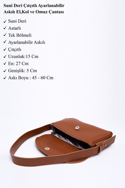 SHAKA Taba Shk150 Faux Leather Lined Snap Fastener Adjustable Strap Hand, Arm and Shoulder Bag