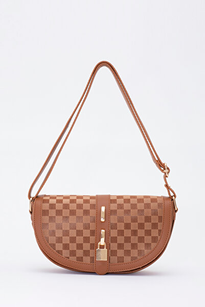 SHAKA Cu model pătrat Tan Shk92 Blocare detaliată din piele artificială cu un...